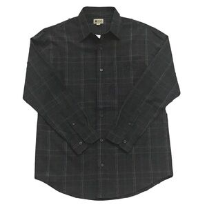 Haggar Men’s Shirt Casual Button Front L/S Checkered Black Blue Small